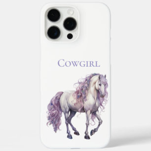 Coques iPhone 16 Pro Max Lavande Blanc Floral Cheval Cowgirl