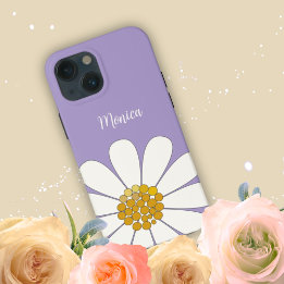 Case-Mate iPhone Case Lavande Blanc moderne Fleur marguerite Nom personn