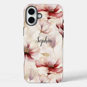 Coques iPhone 16 Plus Lavande de crème Bourgogne Florale