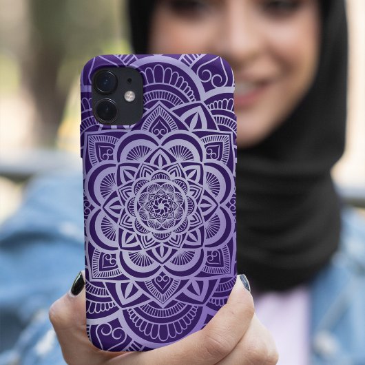 Coques Case-Mate iPhone Lavande de Mandala florale géométrique Dégradé vio