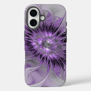 Coques iPhone 16 Lavande Fleur Dream Moderne Abstrait Fractal Art