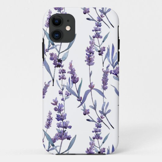 Coques Case-Mate iPhone Lavande Florale sur blanc (Dos)