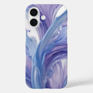 Coques iPhone 16 Lavande Fluide Fleur - Abstrait Floral Splash Art