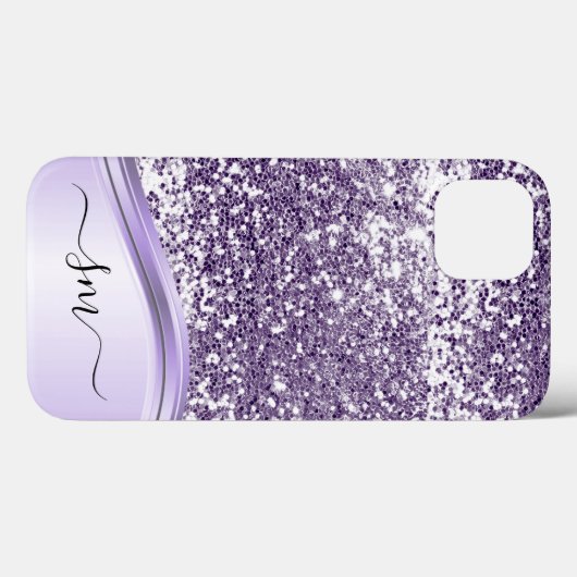 Coques Case-Mate iPhone Lavande Parties scintillant violet Look Monogramme (Verso (horizontal))