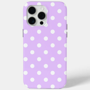 Coque iPhone 15 Pro Max Lavande Simple Avec De Beaux Pois blancs