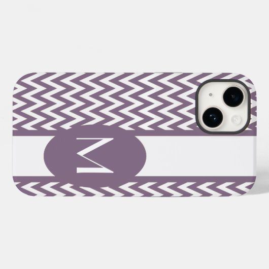 Coques Case-Mate iPhone Lavender Elegant Chevron Design avec monogramme (Verso (horizontal))