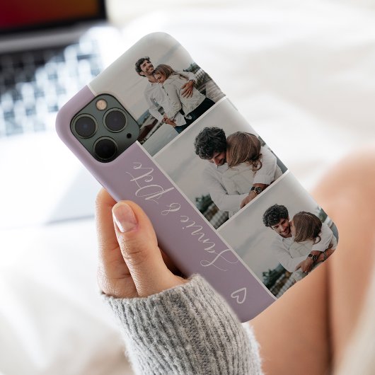 Coques Case-Mate iPhone Lavender nom de couple 3 photos grille de collage