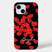 Coques Case-Mate iPhone Layla - Modèle Texte, Coeurs Rouges Flambés Sur No (Verso)