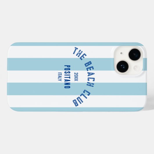 Coques Case-Mate iPhone Le Beach Club Crest Blue Cabana Stripe (Verso (horizontal))