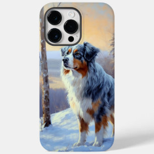 Coque Pour Pour iPhone 14 Pro Max Le Berger Australien Laisser Neige Noël