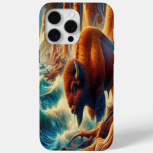 Coque iPhone 15 Pro Max le bison majestueux est haut