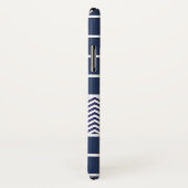 Coques Case-Mate iPhone Le blanc moderne de bleu marine barre le motif de (Dos/Droite)