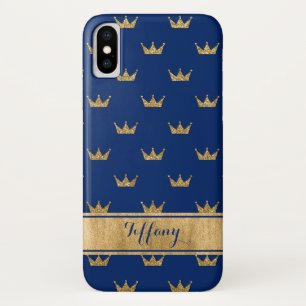 Coque Case-Mate Pour iPhone Le bleu, or couronne le cas de l'iPhone X de