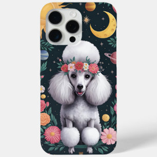 Coque iPhone 15 Pro Max Le caniche - Couronne florale capricieuse et céles