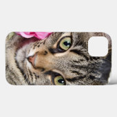 Coques Case-Mate iPhone Le chat tigré mignon avec s'est levé (Verso (horizontal))