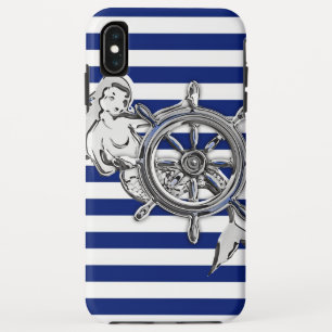 Coque Pour iPhone XS Max Le chrome argenté aiment la sirène sur les rayures