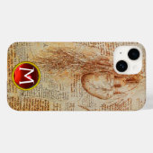 Coques Case-Mate iPhone Le coeur et les artères bronchiques Gem Monogramme (Verso (horizontal))