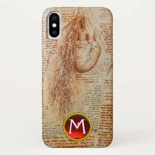Coques Case-Mate iPhone Le coeur et les artères bronchiques Gem Monogramme (Dos)