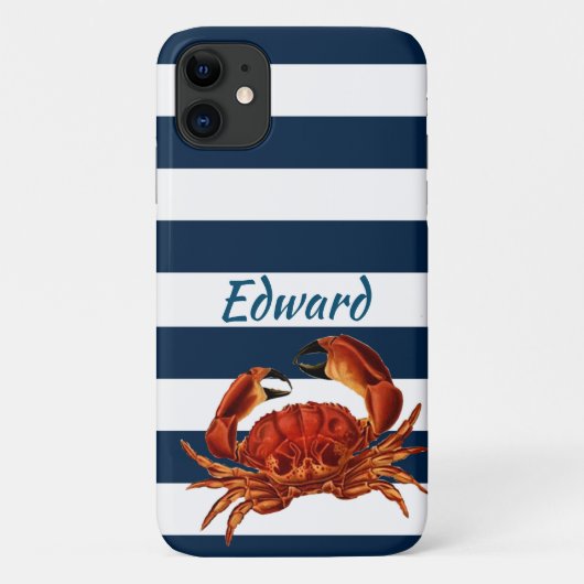 Coques Case-Mate iPhone Le crabe rouge côtier en bandes marines (Dos)