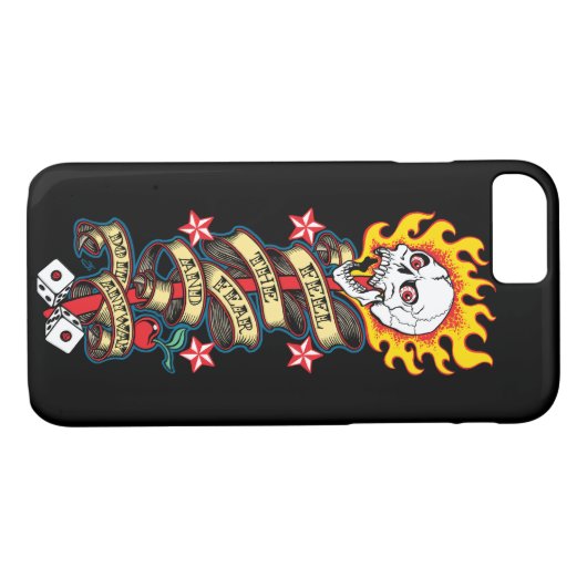 Coques Case-Mate iPhone Le crâne flammé craint (Dos (Horizontal))