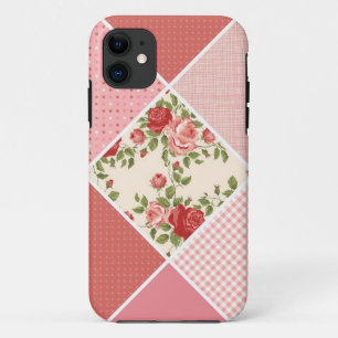 Coques Pour iPhone Le cru, édredon victorien, rose, s'est levé, blanc