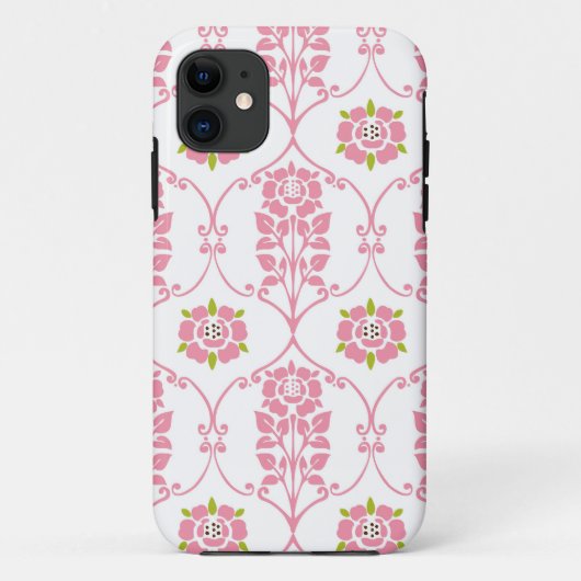 Coques Case-Mate iPhone Le cru rose de damassé fleurit le motif de fleur (Dos)