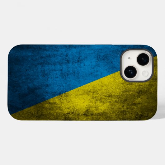 Coques Case-Mate iPhone Le drapeau ukrainien sur le mur (Verso (horizontal))