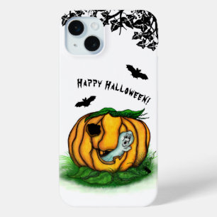 Coque iPhone 15 Mini Le fantôme d'Halloween, chauve-souris, fantôme et 