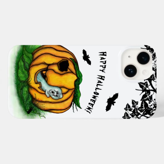 Coques Case-Mate iPhone Le fantôme d'Halloween, chauve-souris, fantôme et (Verso (horizontal))