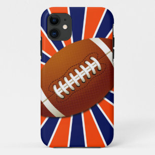 Coque Case-Mate Pour iPhone Le football bleu et blanc orange rétro