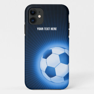 Coque Case-Mate Pour iPhone Le football bleu personnalisé