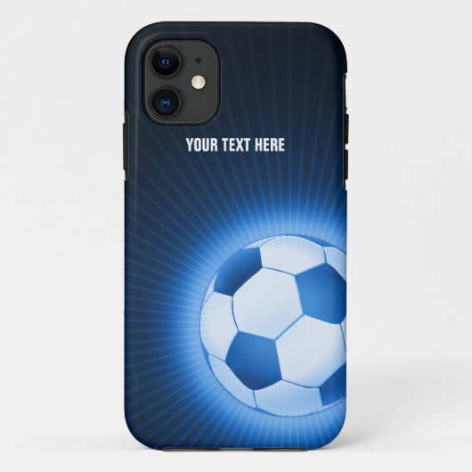Coques Case-Mate iPhone Le football bleu personnalisé (Dos)