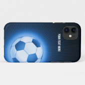 Coques Case-Mate iPhone Le football bleu personnalisé (Dos (Horizontal))
