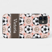 Coques Case-Mate iPhone Le football d'amour de paix (Dos (Horizontal))