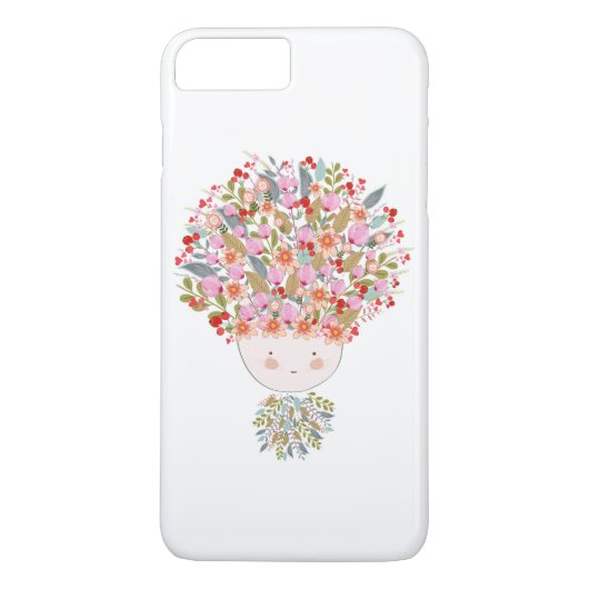 Coques Case-Mate iPhone Le griffonnage fleurit le beau visage de fille (Dos)