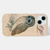 Coques Case-Mate iPhone LE HIBOU, Monogramme rose sépia (Verso (horizontal))
