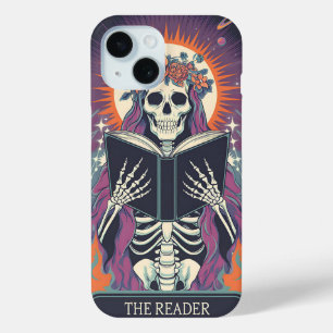 Coque Pour iPhone 15 Le lecteur : Le tarot mystique du squelette