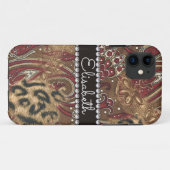 Coques Case-Mate iPhone Le léopard et le motif de Paisley ajoutent le nom (Dos (Horizontal))