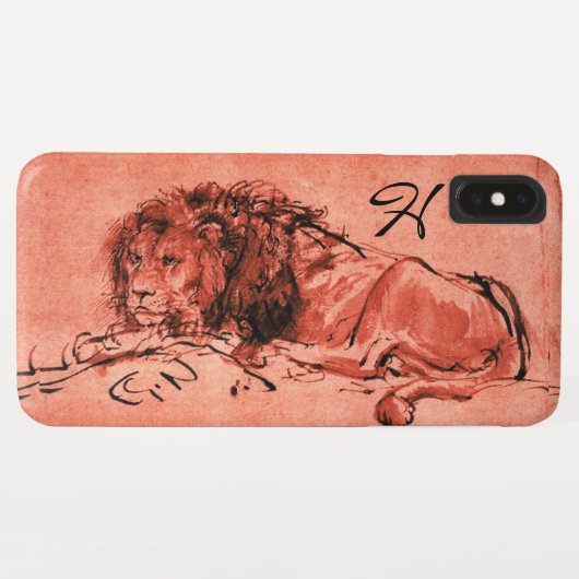 Coques Case-Mate iPhone LE LION DU CAP ALLONGÉ, Rose, Monogramme Noir (Dos (Horizontal))