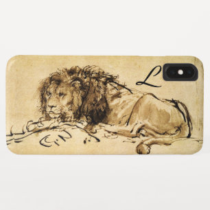 Etui iPhone Case-Mate LE LION DU CAP ALLONGÉ, Sépia, Monogramme noir