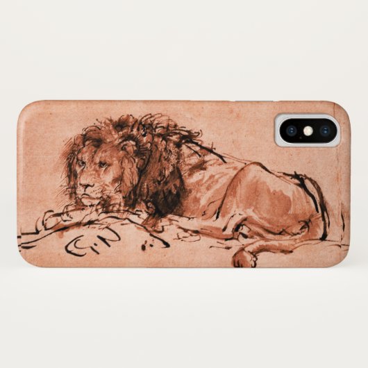 Coques Case-Mate iPhone LE LION DU CAP ÉCLAIRÉ, Rose antique, Noir (Dos (Horizontal))