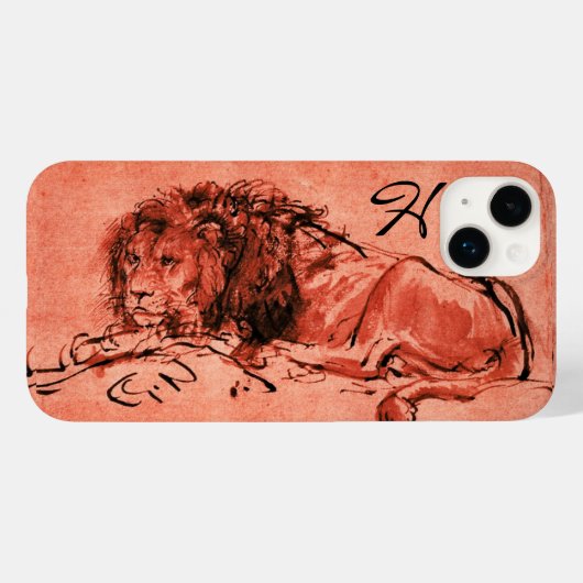 Coques Case-Mate iPhone LE LION DU CAP MENANT VERS LE BAS, Rose, Monogramm (Verso (horizontal))