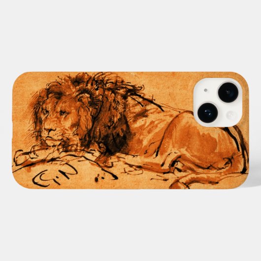 Coques Case-Mate iPhone LE LION DU CAP, orange antique, noir (Verso (horizontal))