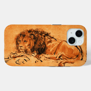 Coque Pour iPhone 15 LE LION DU CAP, orange antique, noir