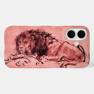 Coques iPhone 16 LE LION DU CAP, Rose antique, Noir