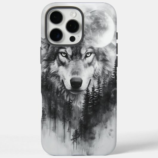 Coques Case-Mate iPhone Le loup apparaît de la forêt brumeuse la nuit (Verso)