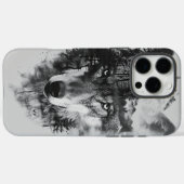 Coques Case-Mate iPhone Le loup fusionne avec la scène forestière lune (Verso (horizontal))