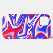 Coques Case-Mate iPhone "Le marbre rouge, blanc et bleu" (Verso (horizontal))