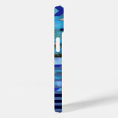 Coques Case-Mate iPhone le monde, rayures & nom sur bleu turquoise (Verso / Droite)