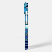 Coques Case-Mate iPhone le monde, rayures & nom sur bleu turquoise (Verso / Gauche)